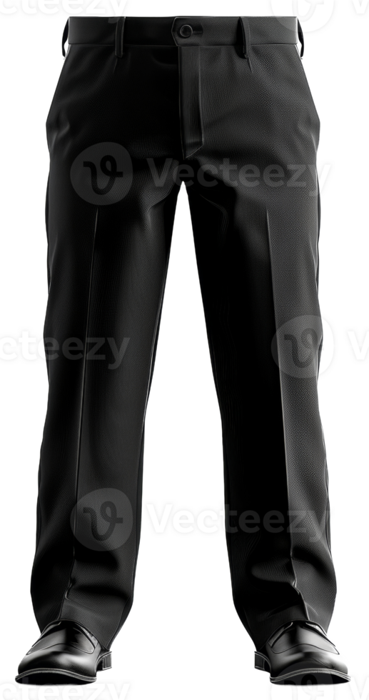 Formal black trousers for business attire on transparent background - stock .. png