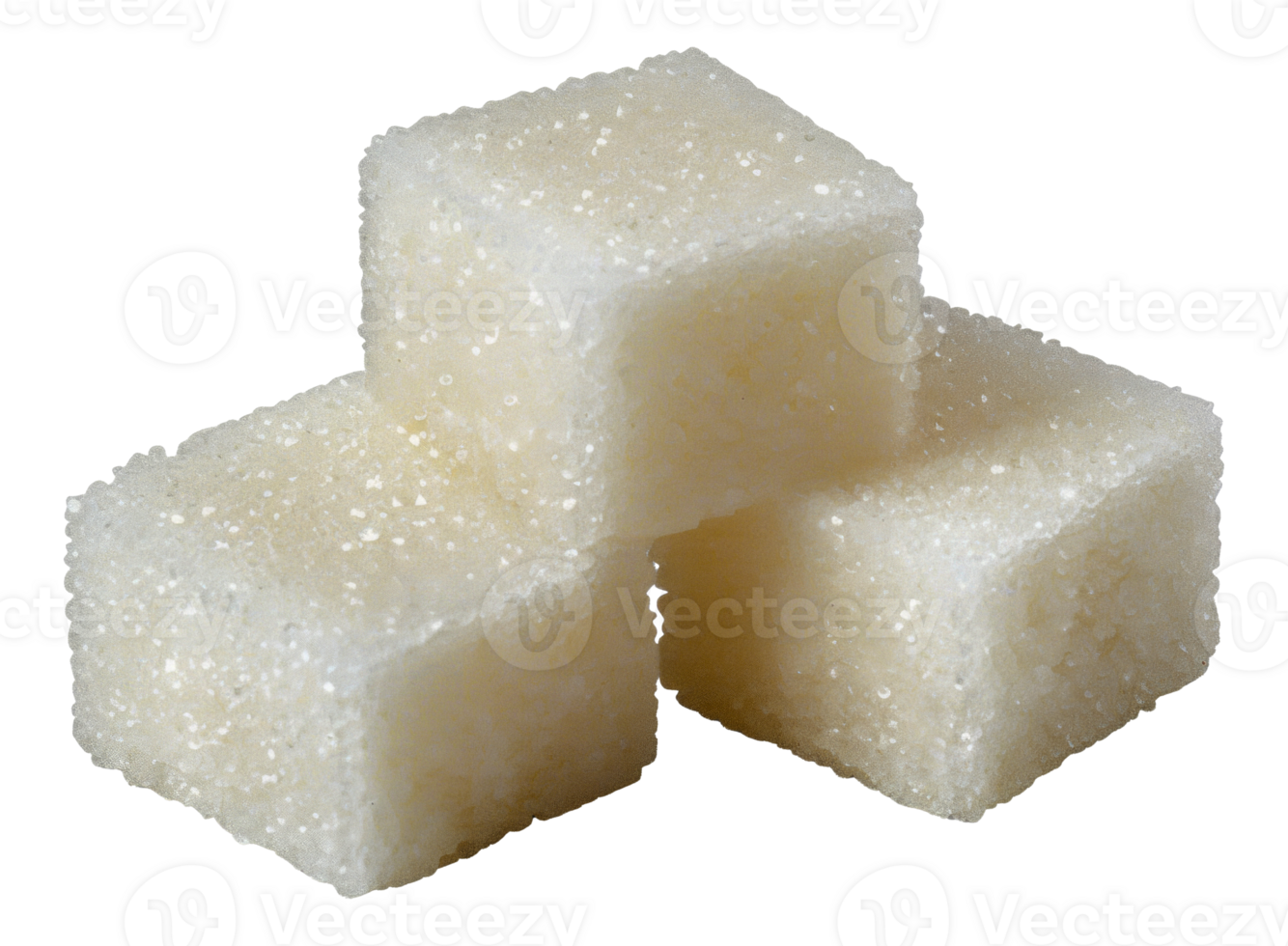 Three white sugar cubes - stock .. png