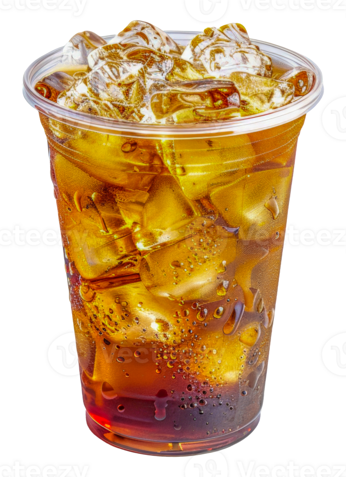 A cup of iced tea with ice cubes in it - stock .. png