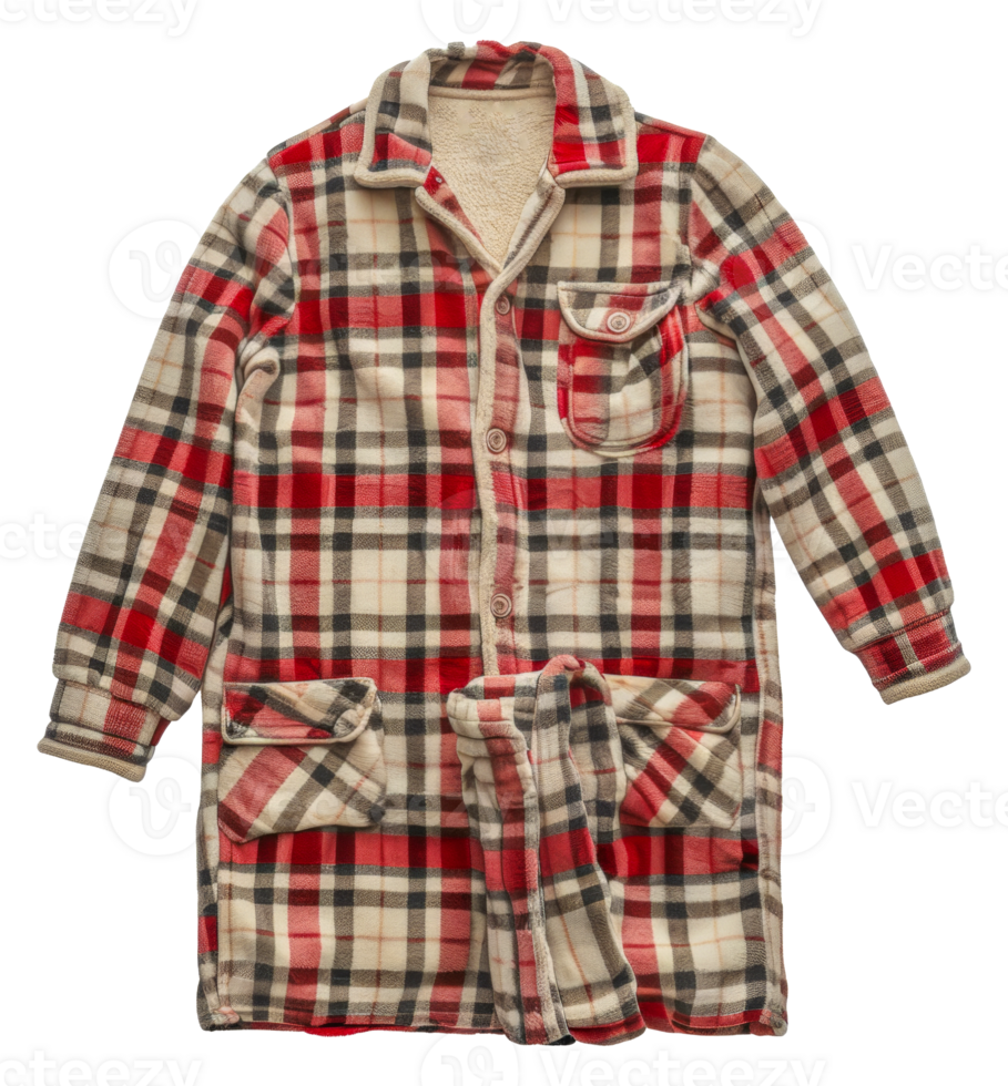 A plaid jacket with a button on the front - stock .. png