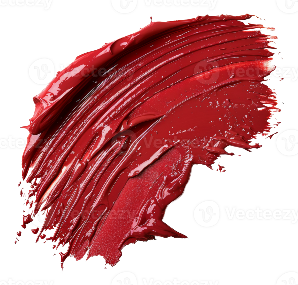 Streak of glossy red lipstick smear on transparent background - stock .. png