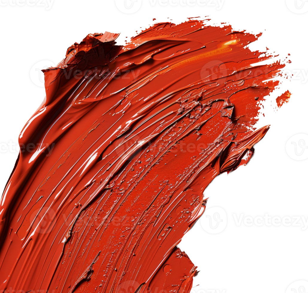 Streak of glossy red lipstick smear on transparent background - stock .. png