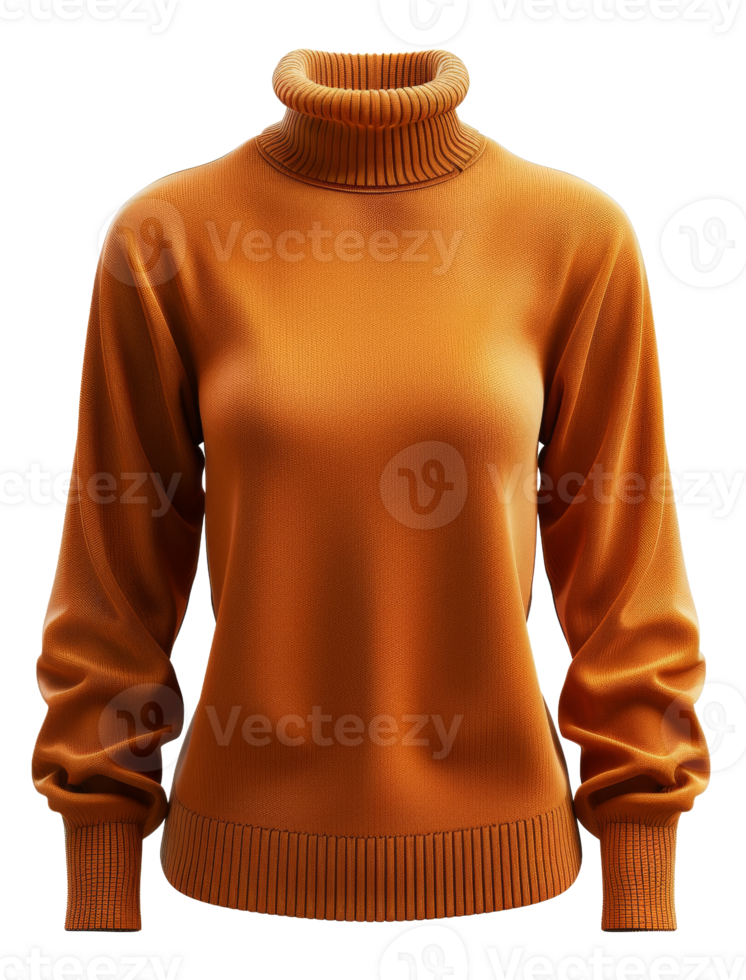 Cozy oversized mustard wool sweater on transparent background - stock .. png