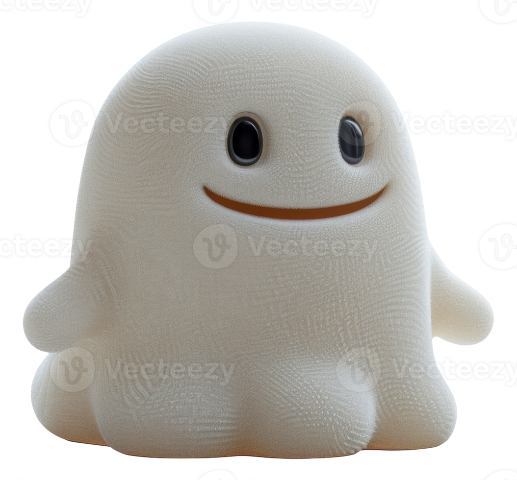 Smiling cartoon ghost with open arms, cut out - stock .. png