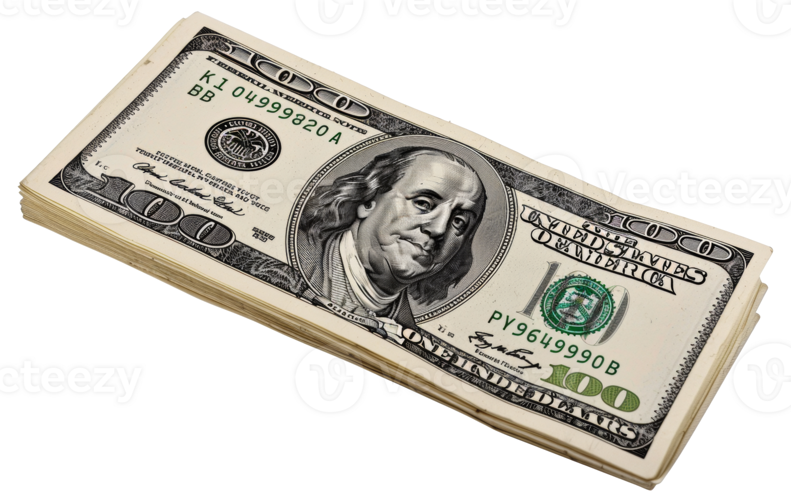 A stack of one hundred dollar bills - stock .. png