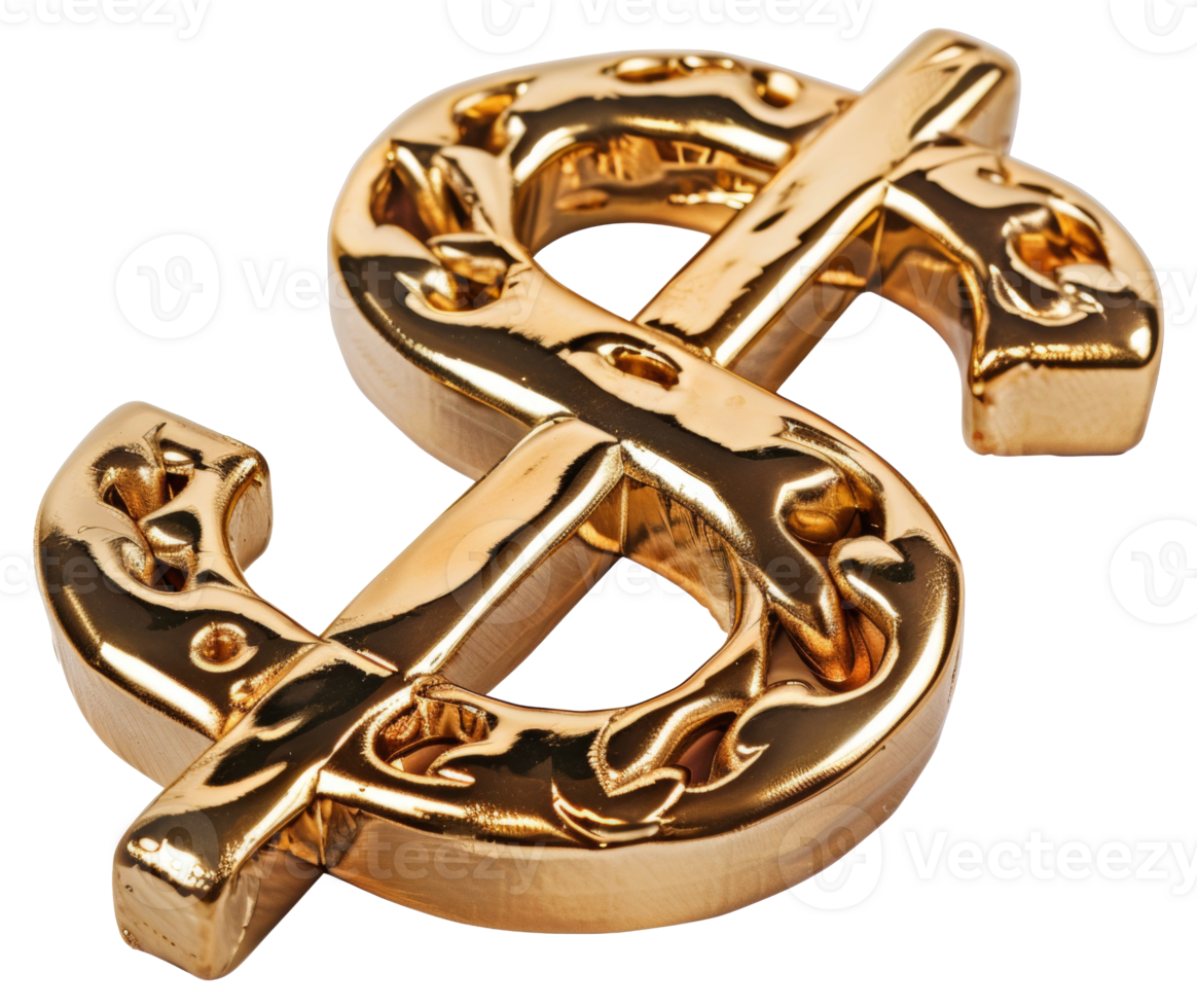 A gold dollar coin with a dollar sign on it - stock .. png