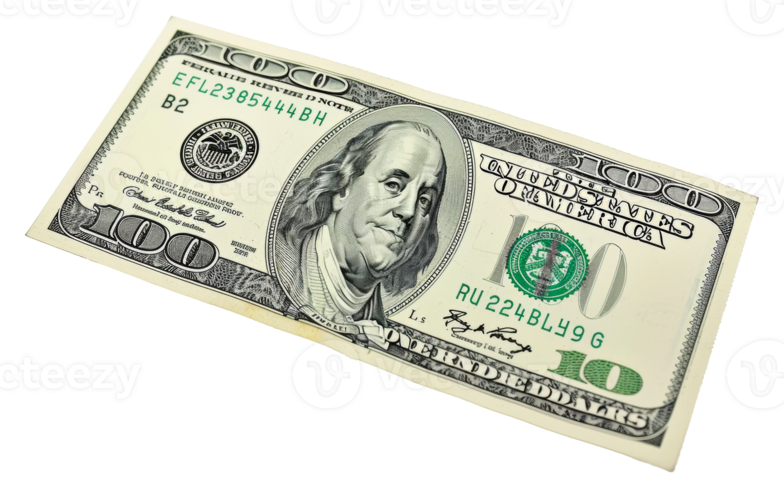 A 100 dollar bill with a green stripe on it - stock .. png
