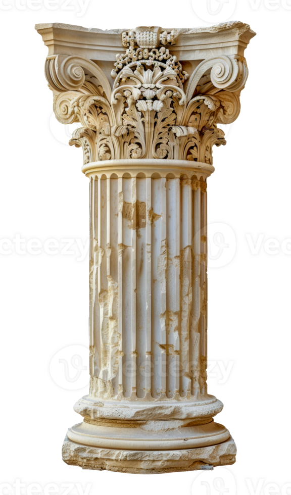 Classical Corinthian column, cut out - stock .. png