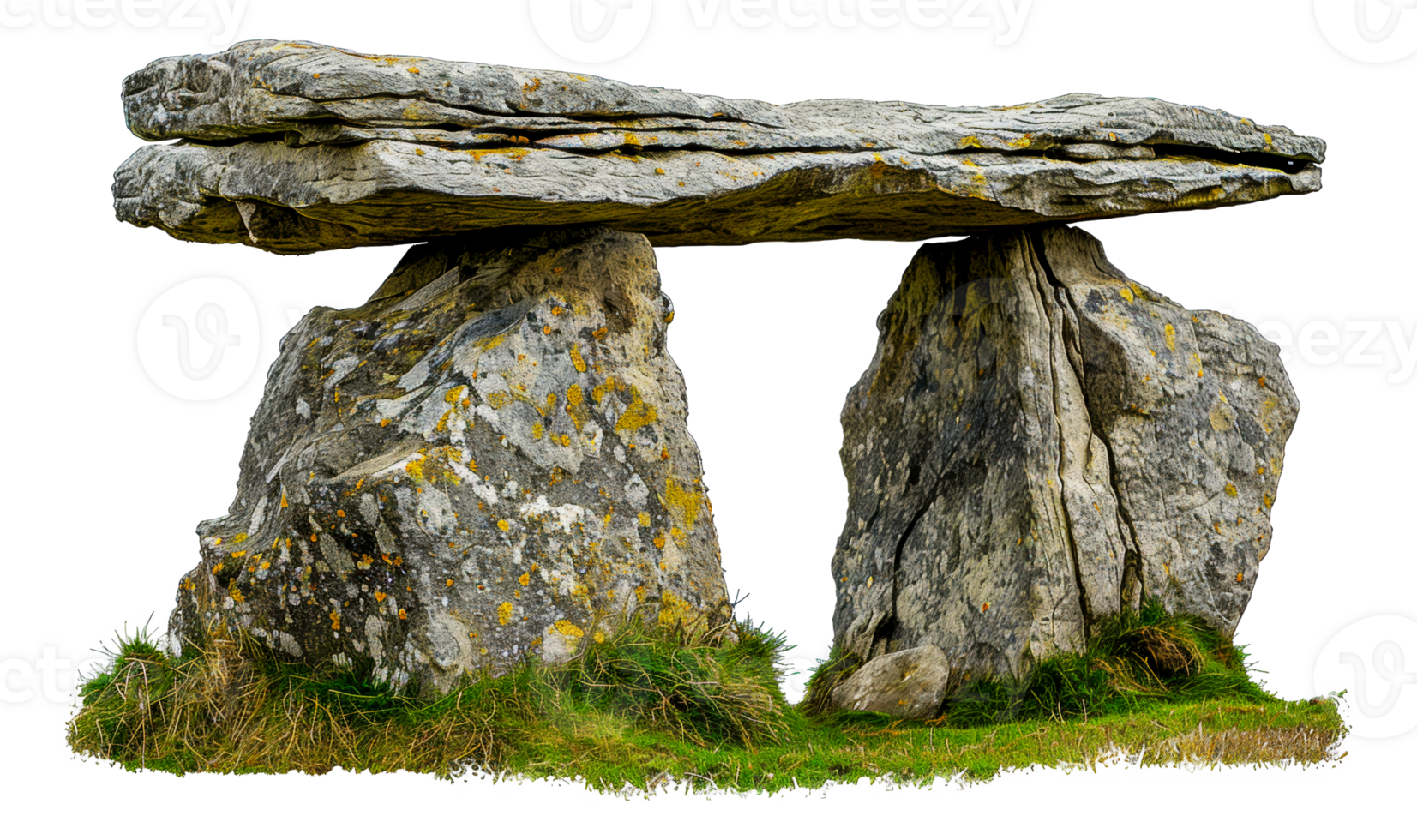 Ancient dolmen stones in field, cut out - stock .. png