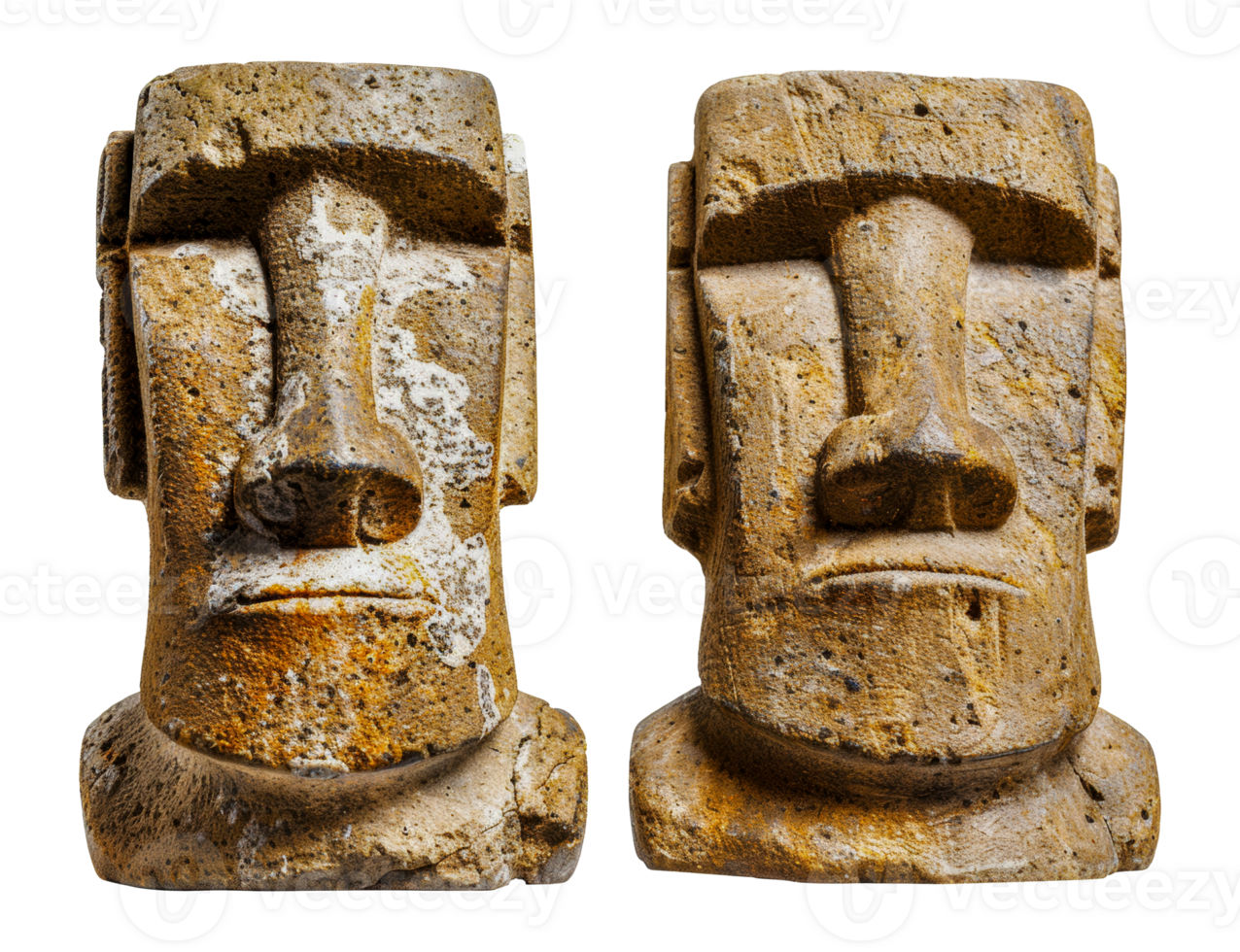 close of two Moai, cut out - stock . png