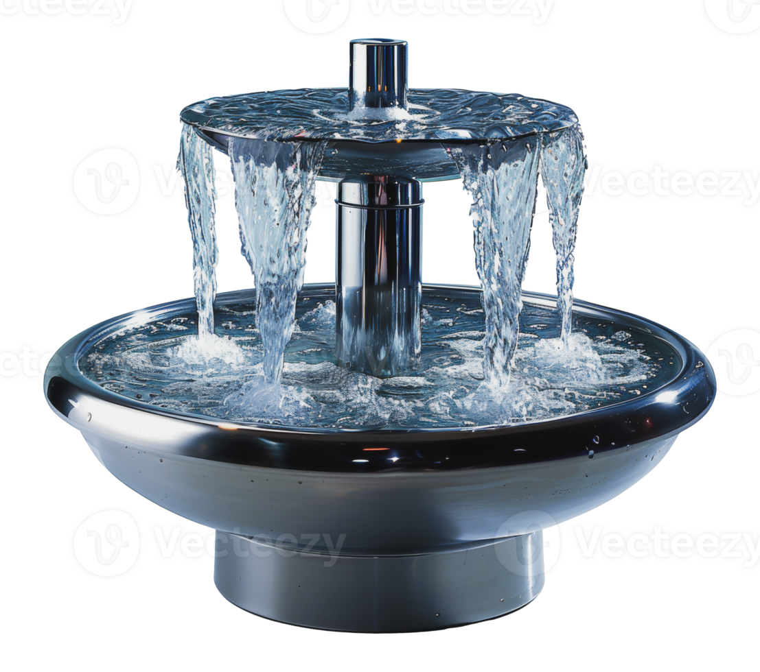 Modern public water fountain flowing, cut out - stock .. png