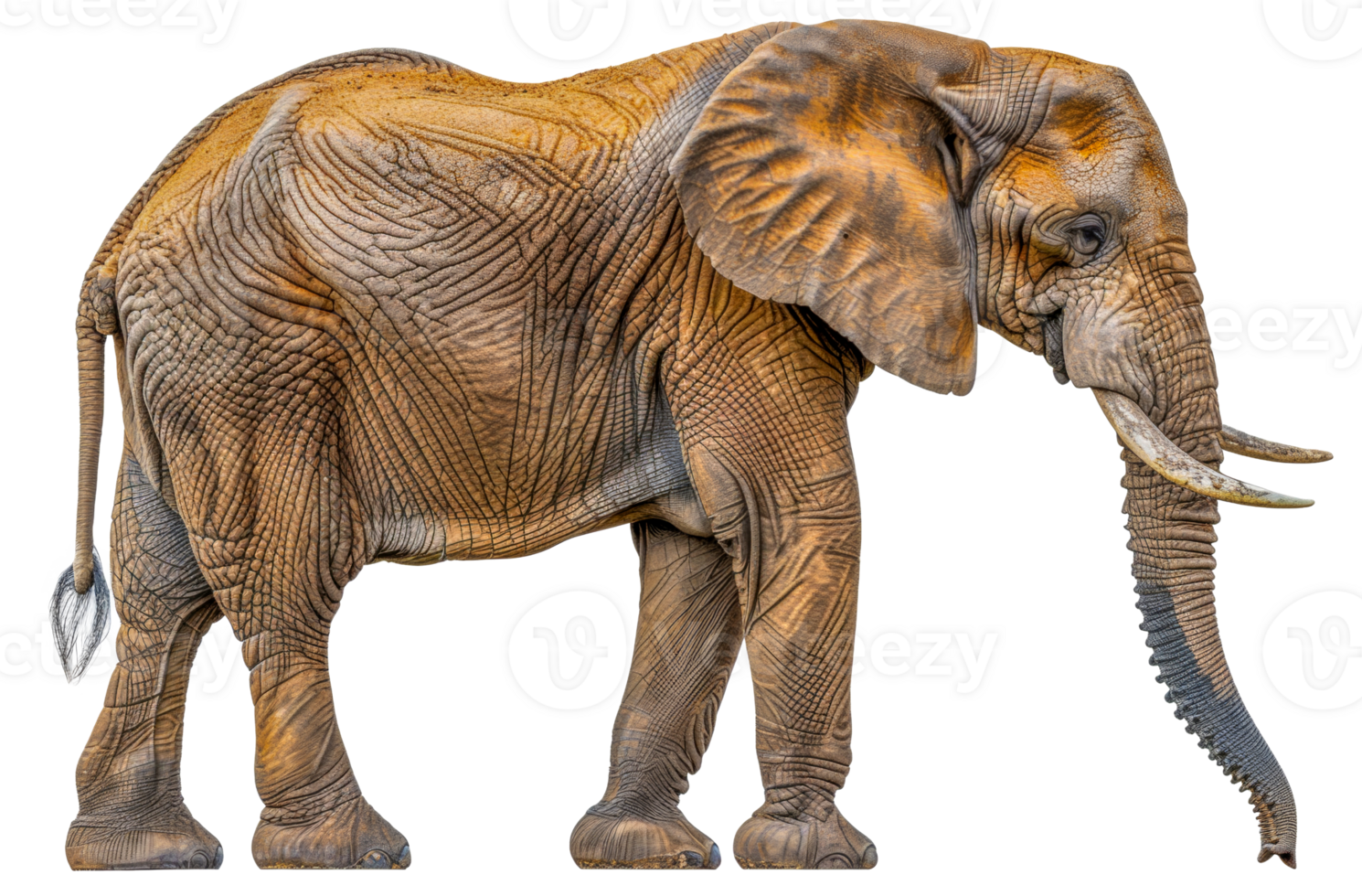 A large elephant with a long trunk - stock .. png
