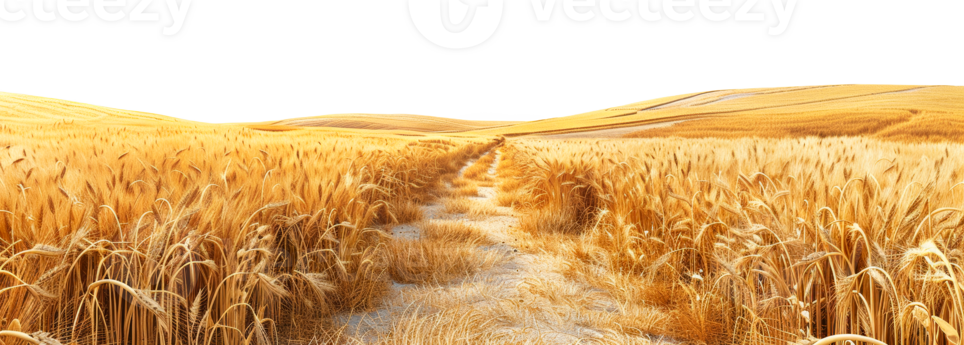 Path leading through a ripe wheat field, cut out - stock .. png