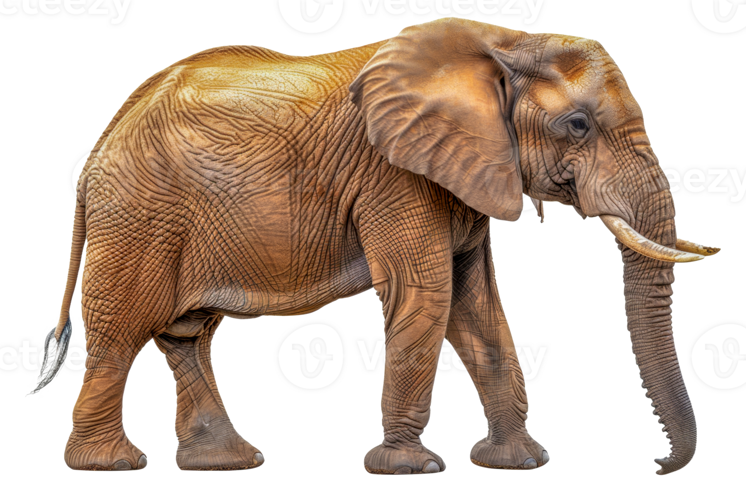 A large elephant with a long trunk is walking - stock .. png