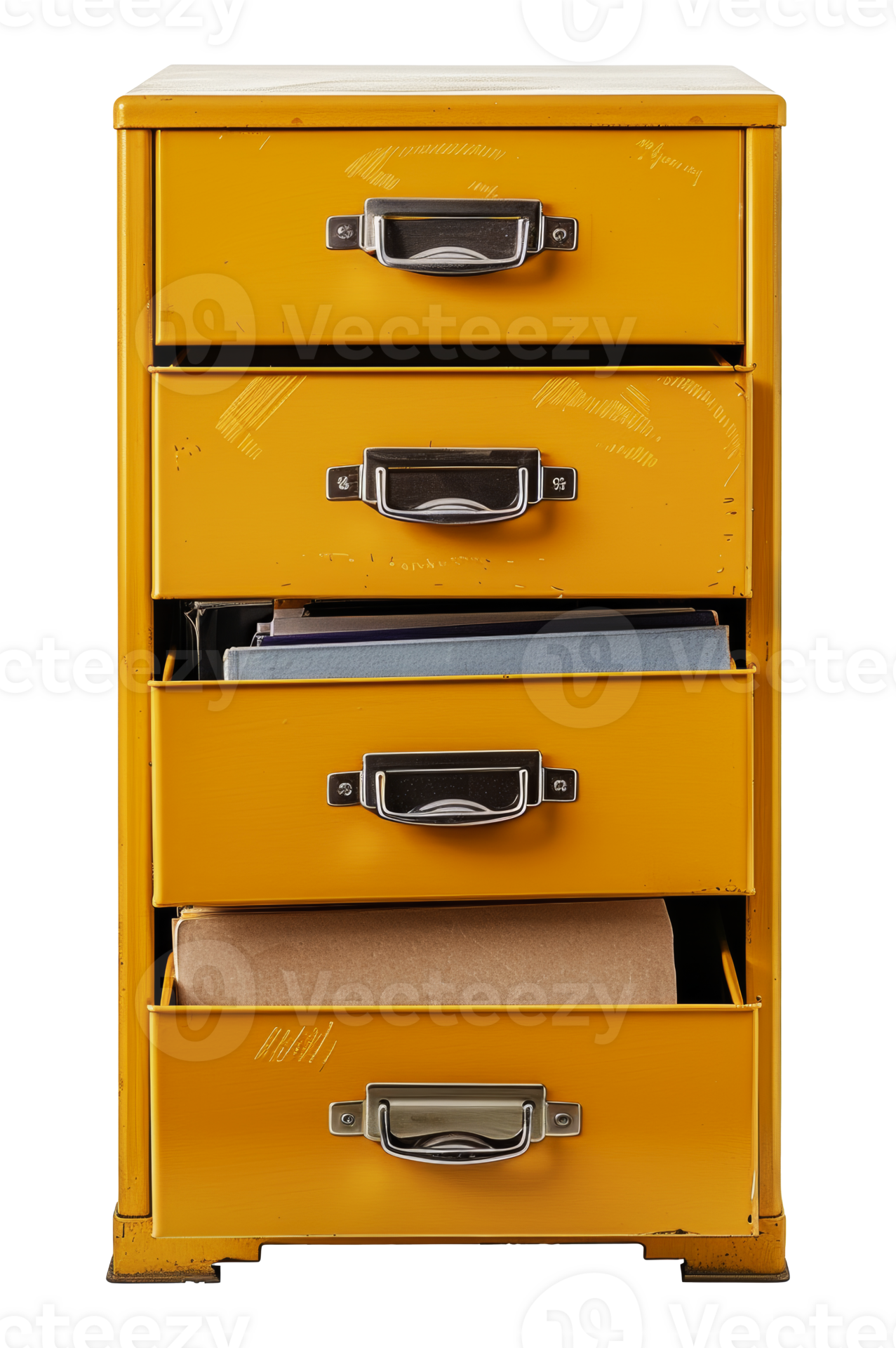 Open yellow metal filing with files, cut out stock .. 45910153 PNG