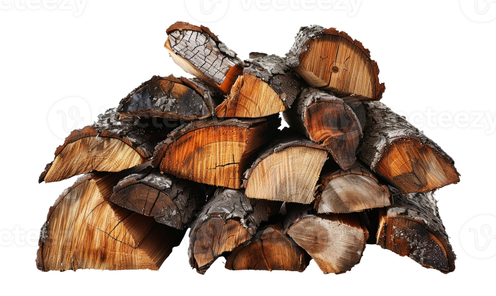 Stacked firewood with natural wood texture, cut out - stock .. png