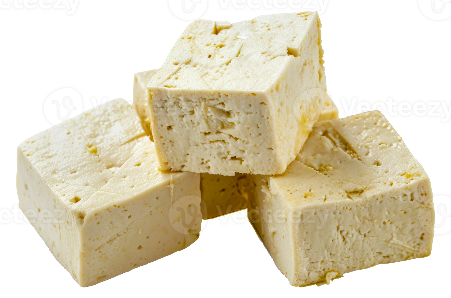 Three blocks of tofu stacked on top of each other - stock .. png