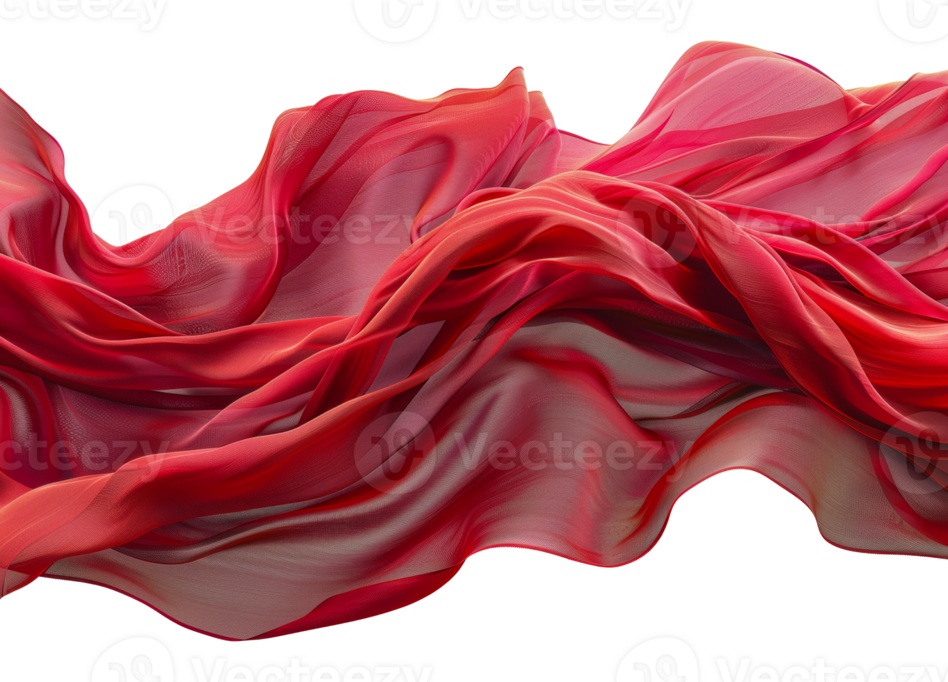 Red gradient fabric flowing texture, cut out - stock .. png