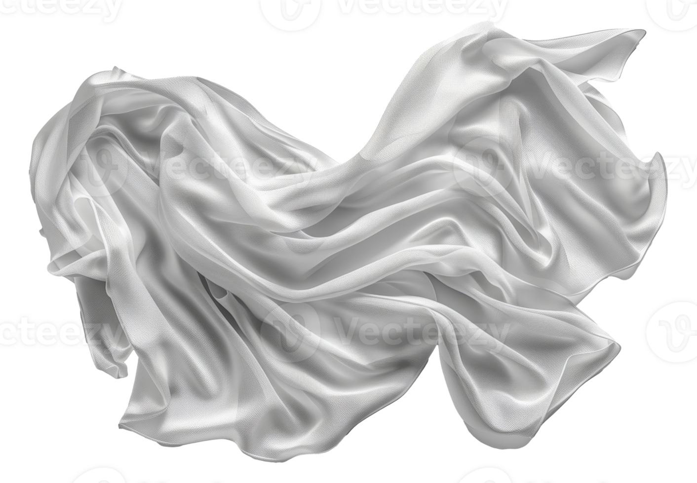 Elegant white silk fabric texture, cut out - stock .. png