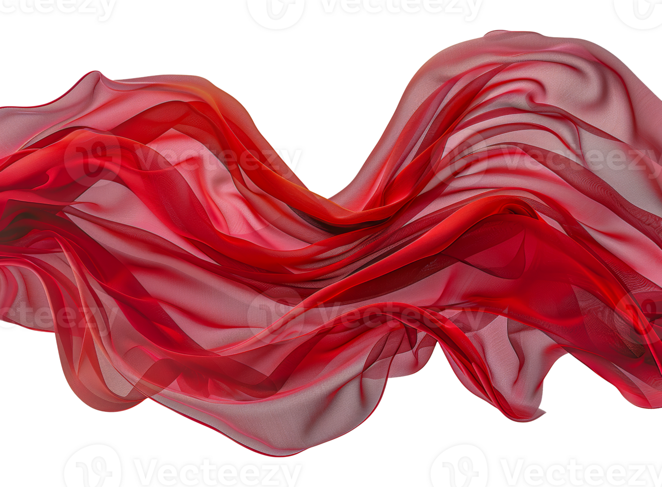 Red gradient fabric flowing texture, cut out - stock .. png