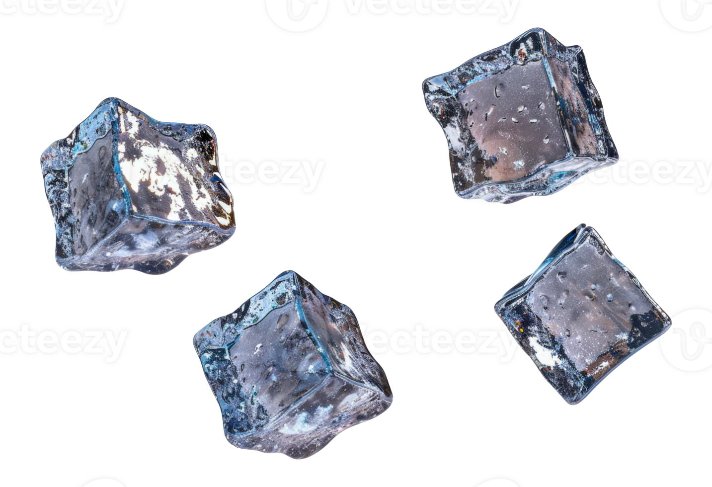 Four ice cubes are shown - stock .. png