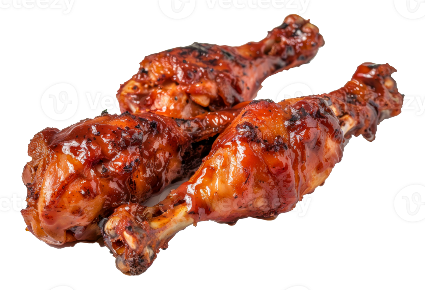 Two pieces of chicken with barbecue sauce on them - stock .. png