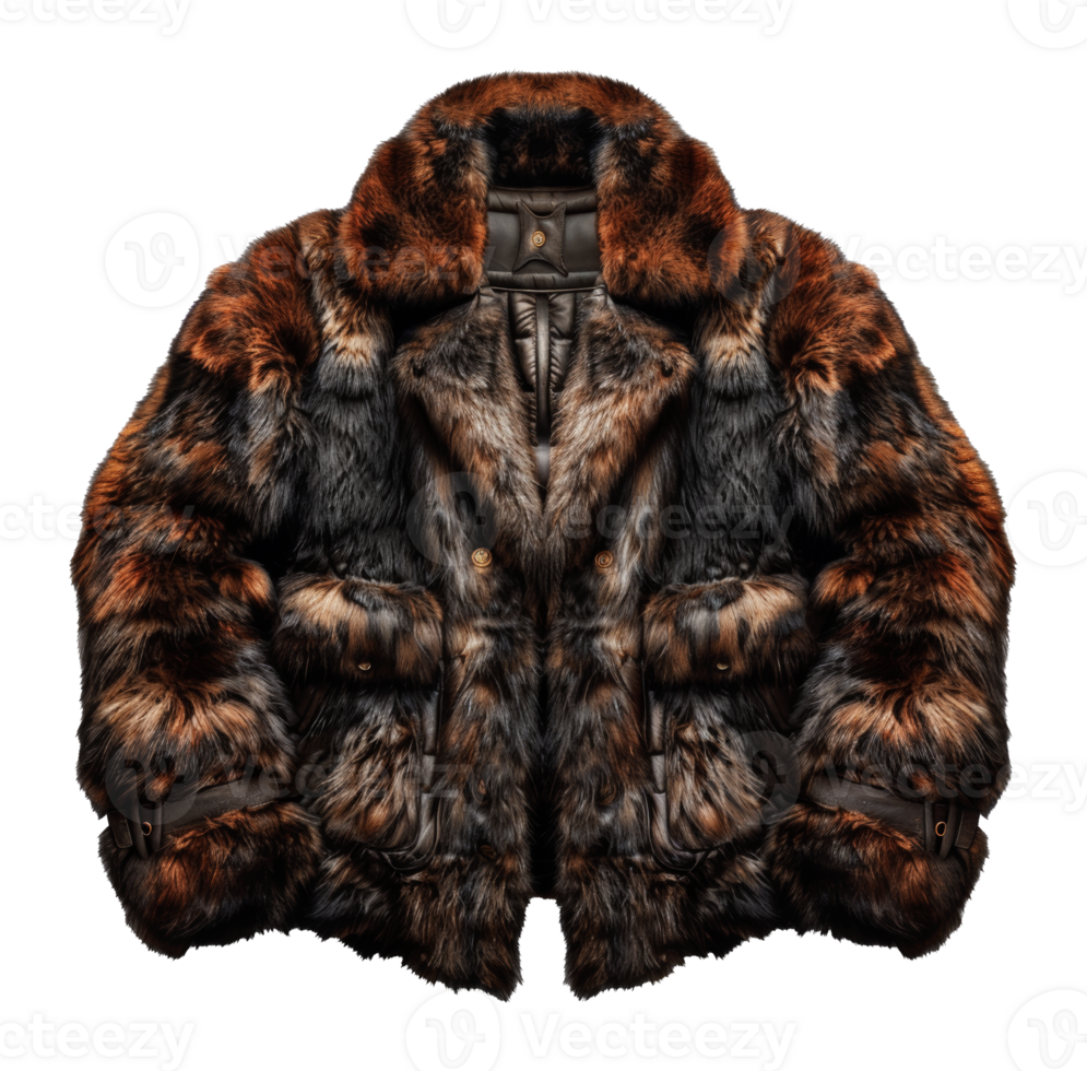 Luxury brown fur coat, cut out - stock .. png