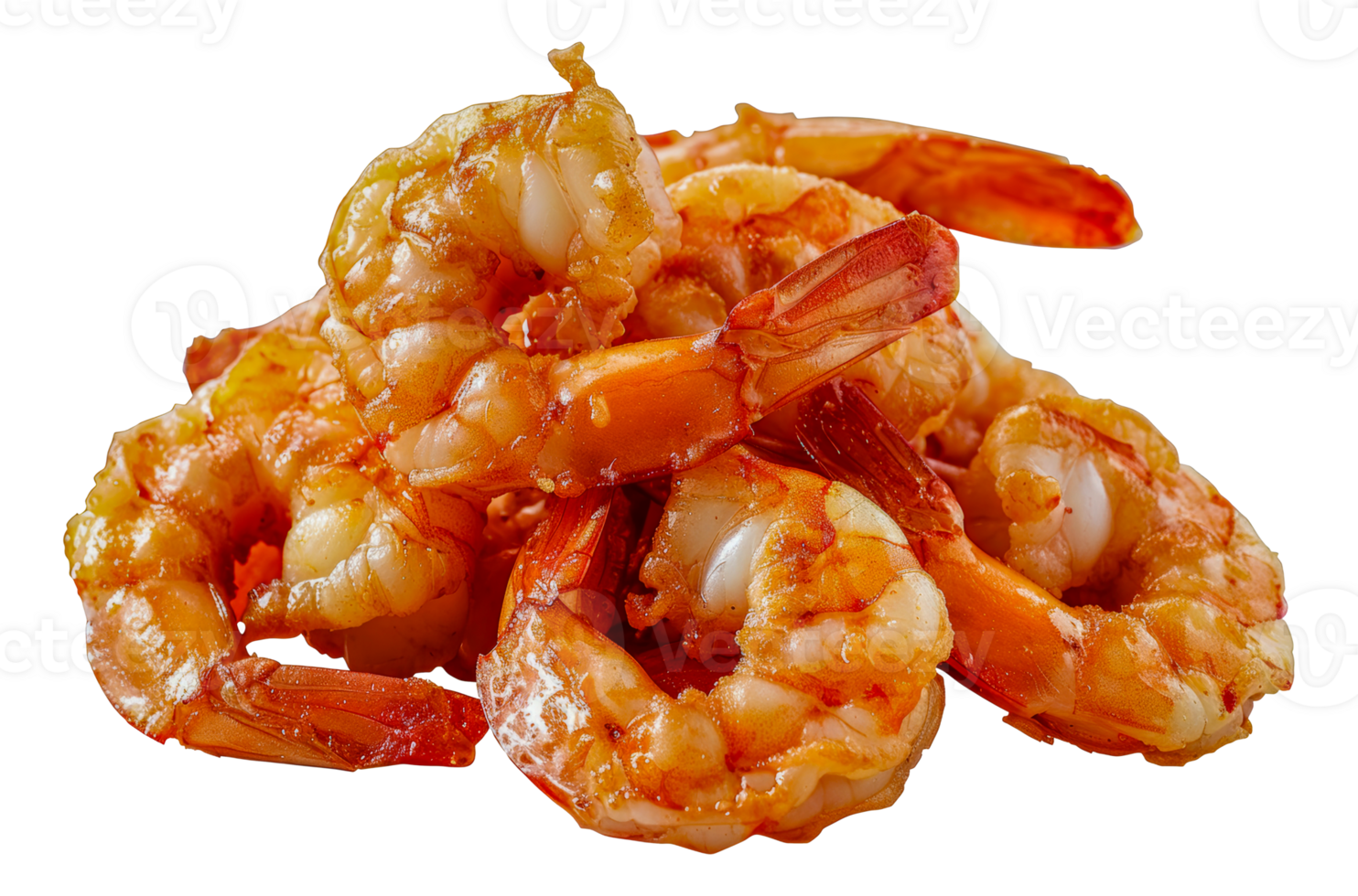 Pile of crispy fried shrimps, cut out - stock .. png