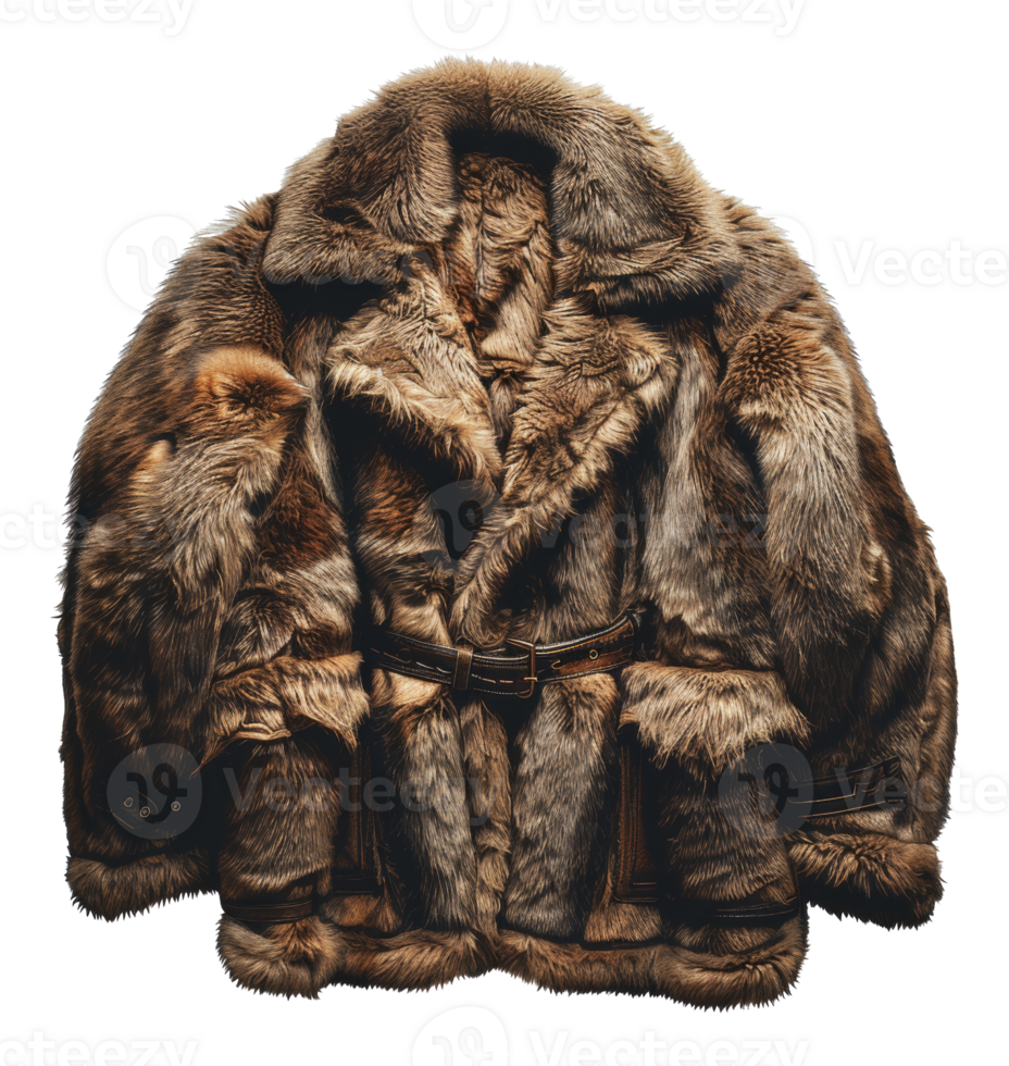Luxury brown fur coat, cut out - stock .. png