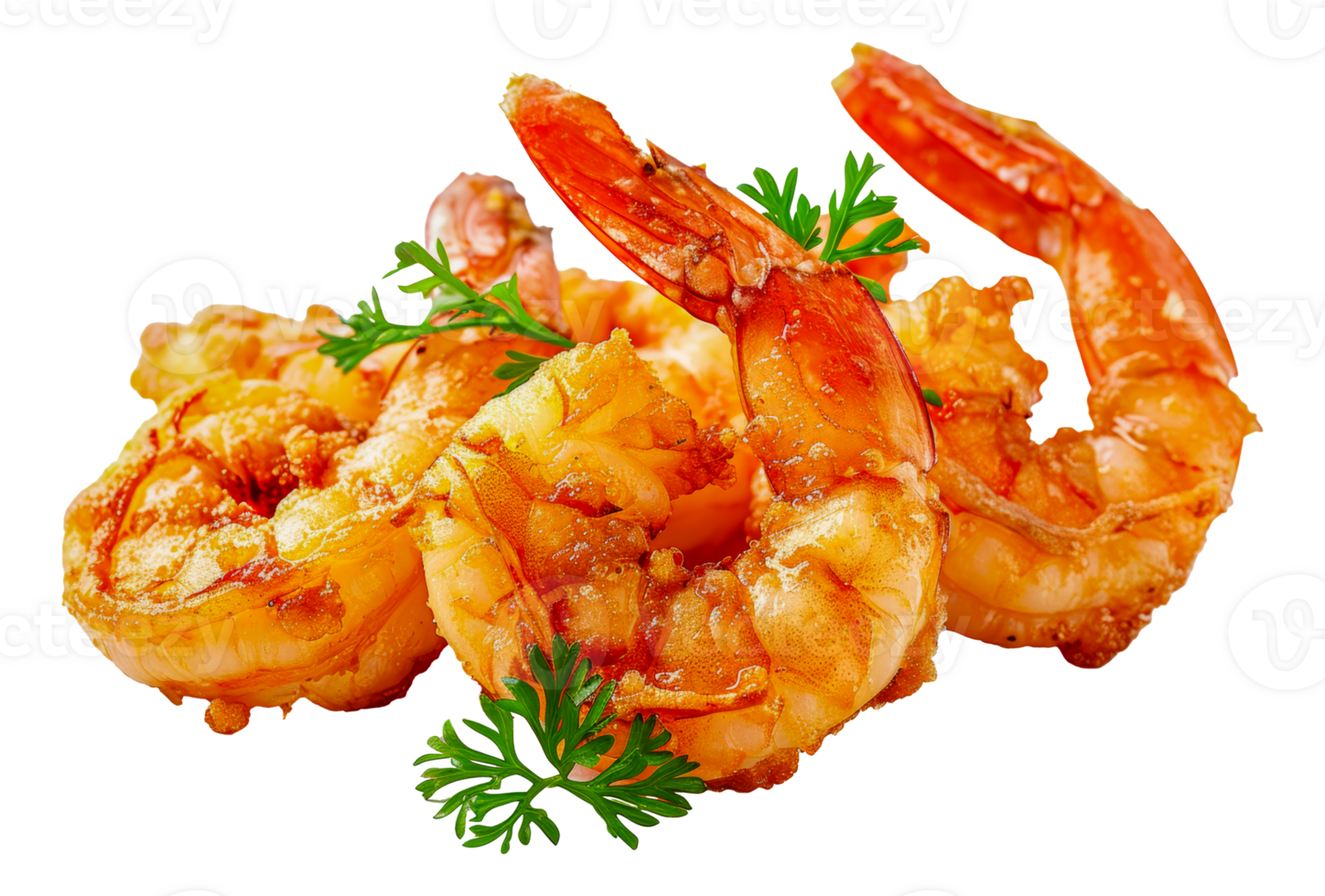 Pile of crispy fried shrimps, cut out - stock .. png