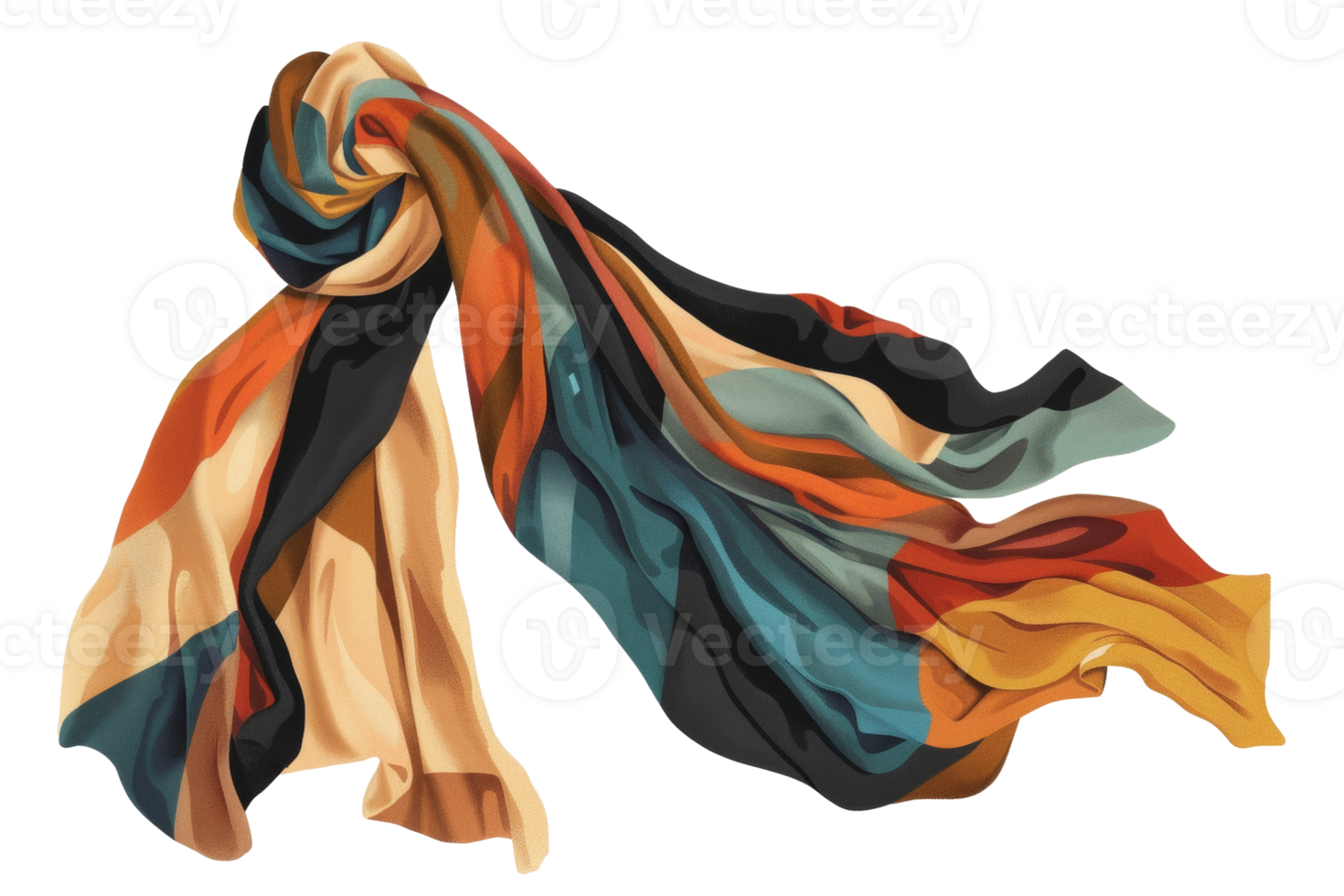 A colorful scarf is blowing in the wind - stock .. png