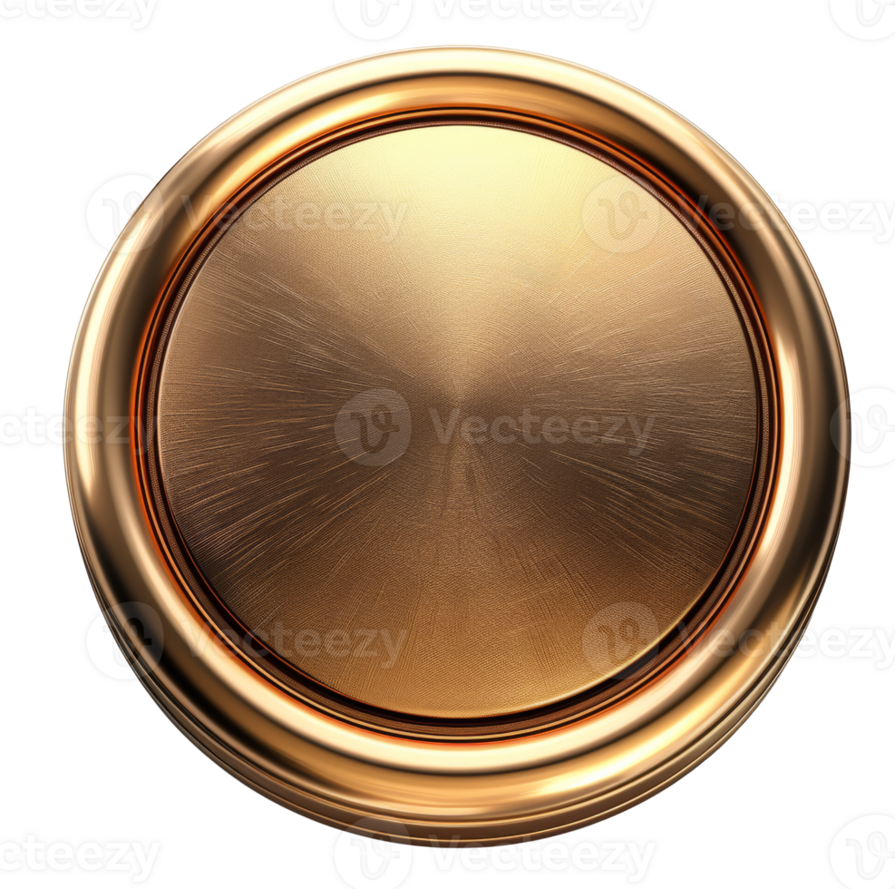 Radiant gold metal disc with reflective surface on transparent background - stock .. png
