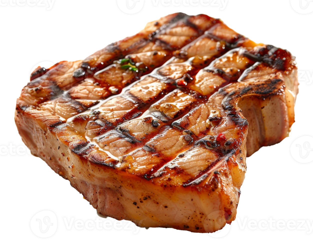 Juicy grilled steak with balsamic glaze on transparent background - stock . png