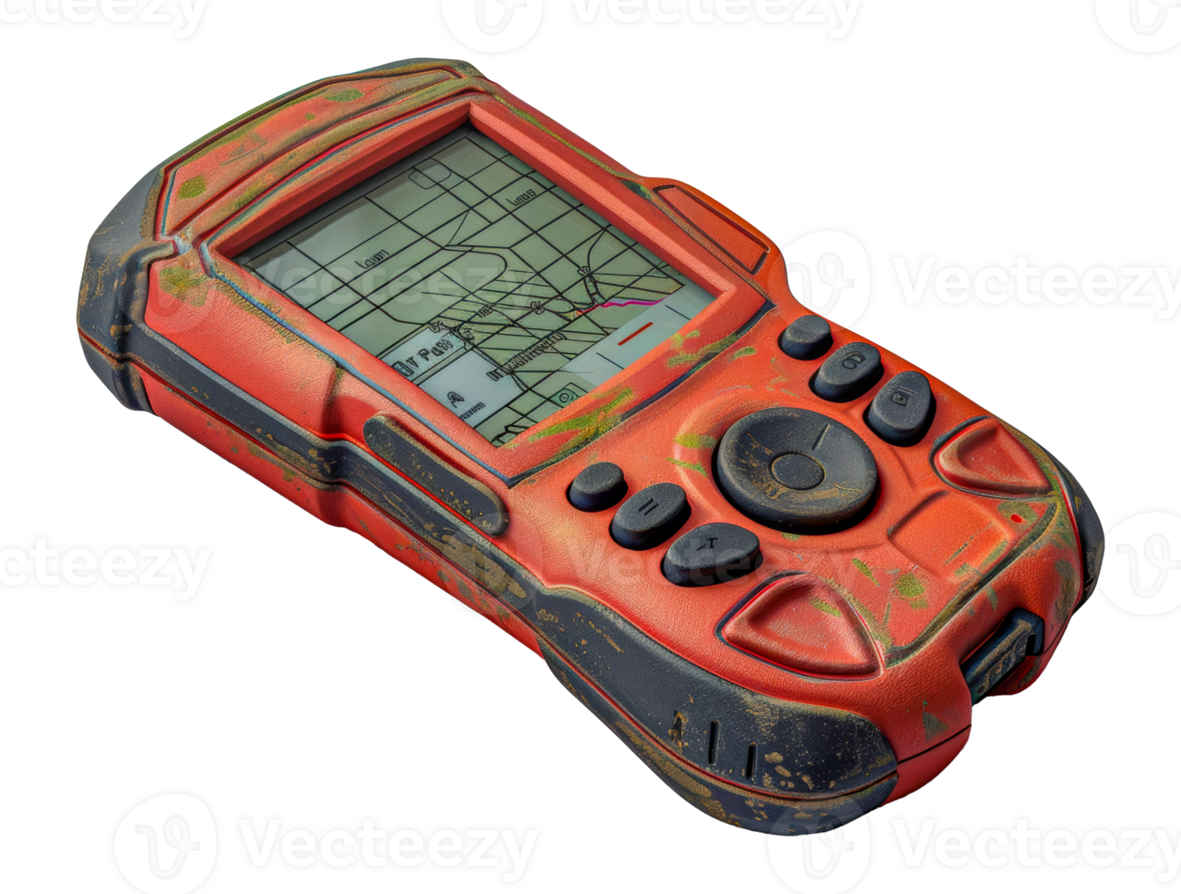 Worn handheld GPS device with screen, cut out - stock . png