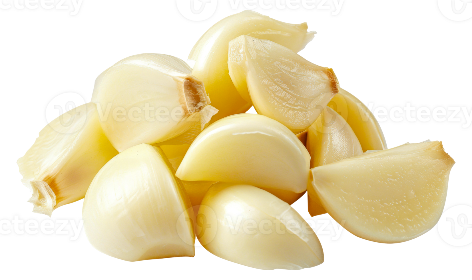 A pile of white garlic cloves - stock .. png