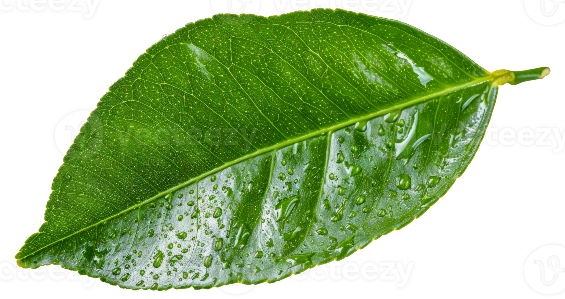 A leaf with water droplets on it - stock .. png