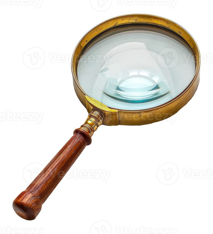 Vintage magnifying glass, cut out - stock . png
