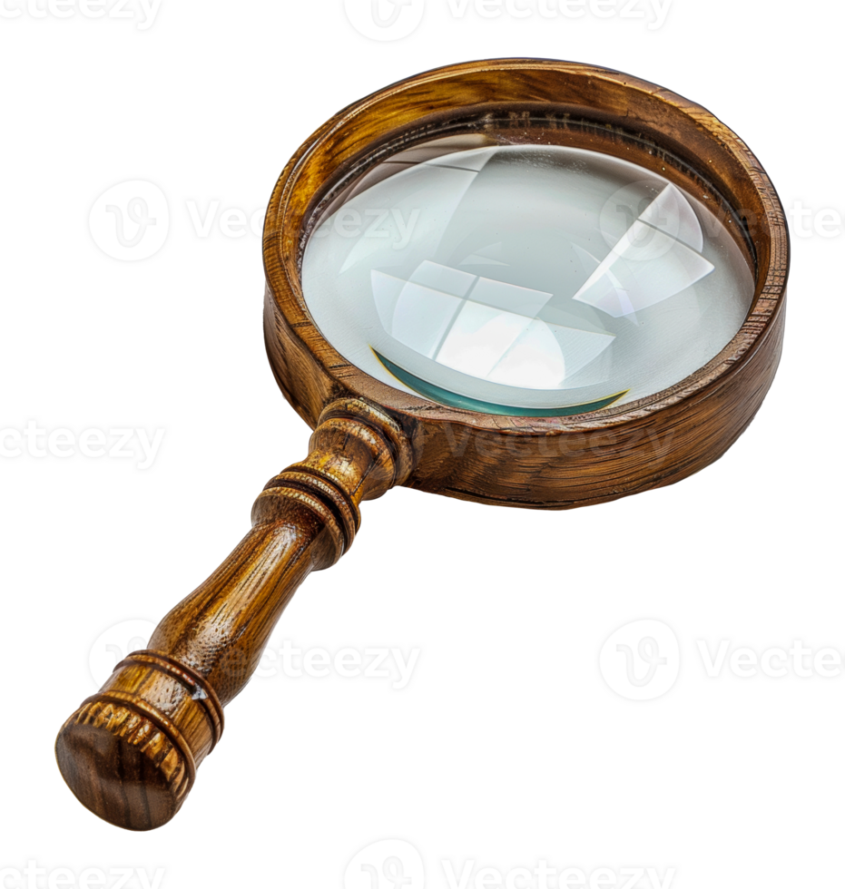 Vintage magnifying glass, cut out - stock . png