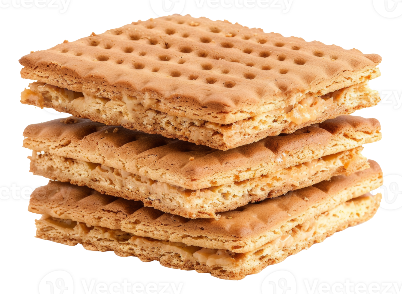 A stack of crackers with a nut filling - stock .. png