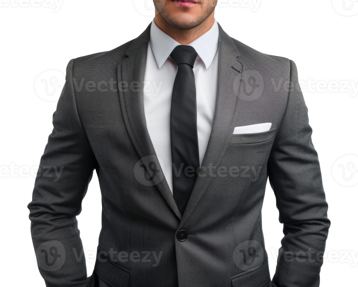 A man in a suit and tie is standing in front of a white background - stock .. png