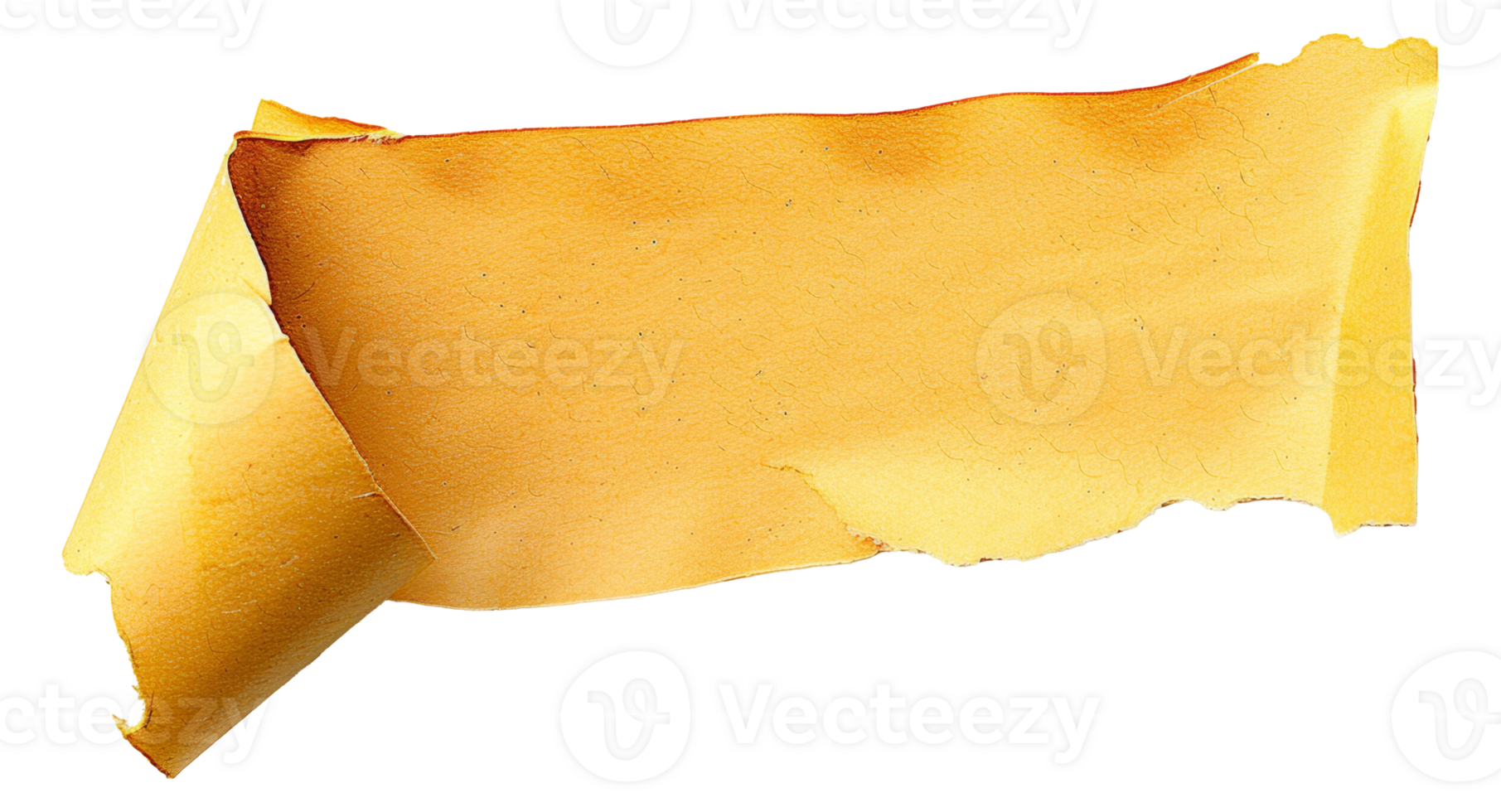A yellow piece of paper with a tear in it - stock .. png