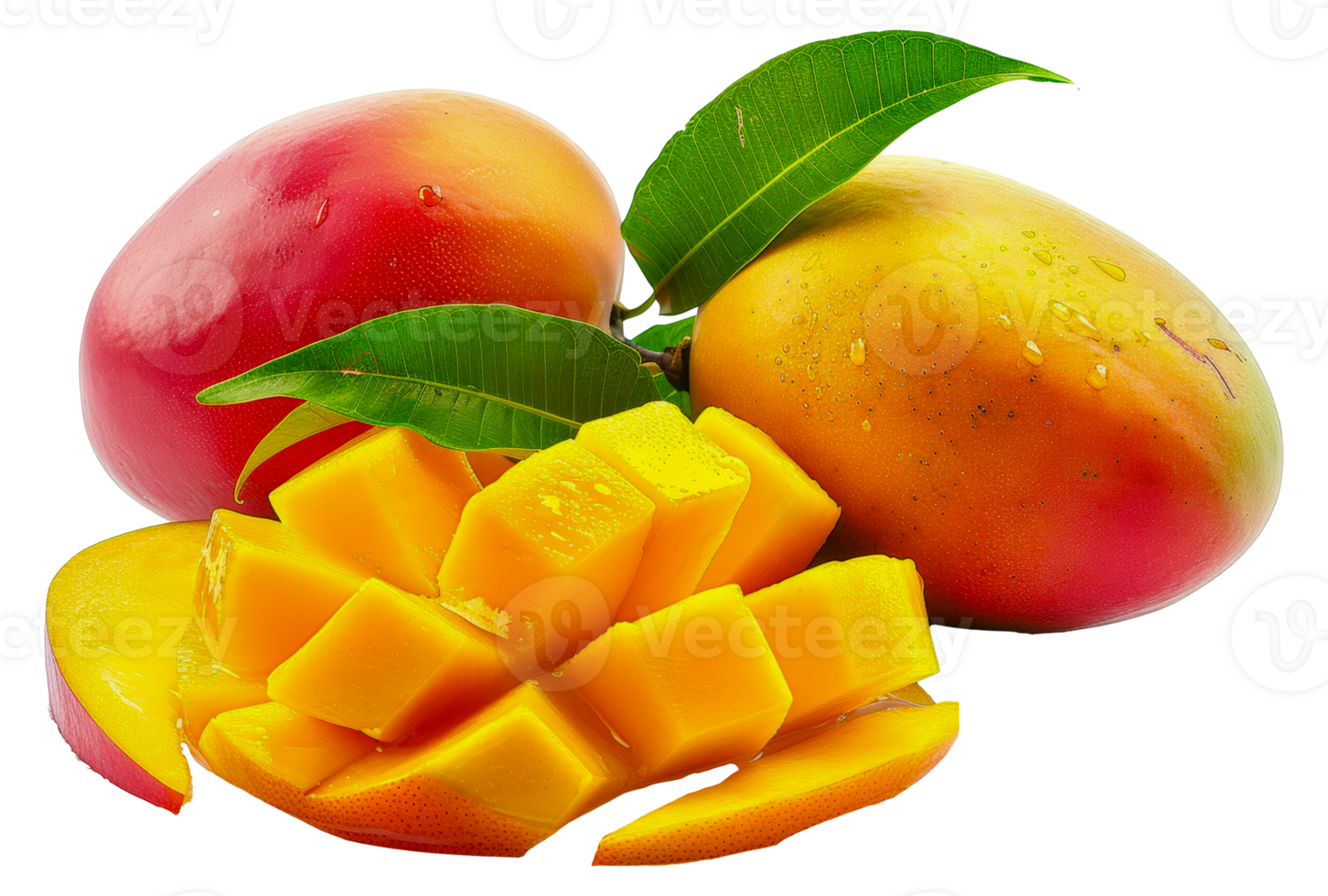 A slice of mango is on top of a whole mango - stock .. png