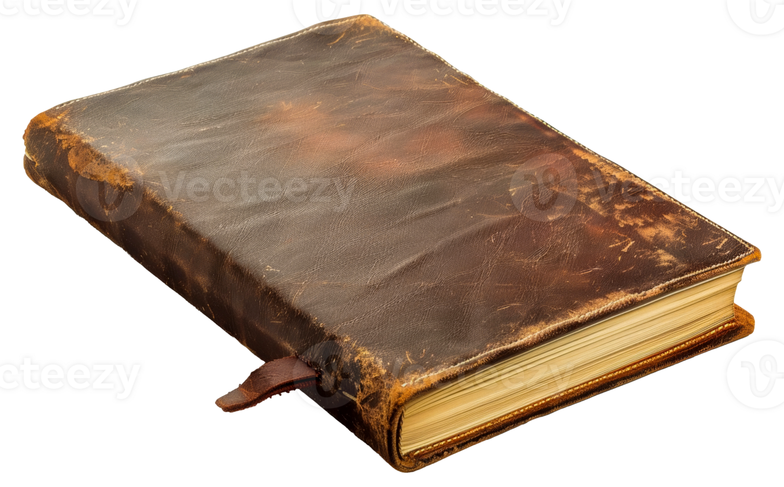 A leather bound book with a brown cover - stock .. png