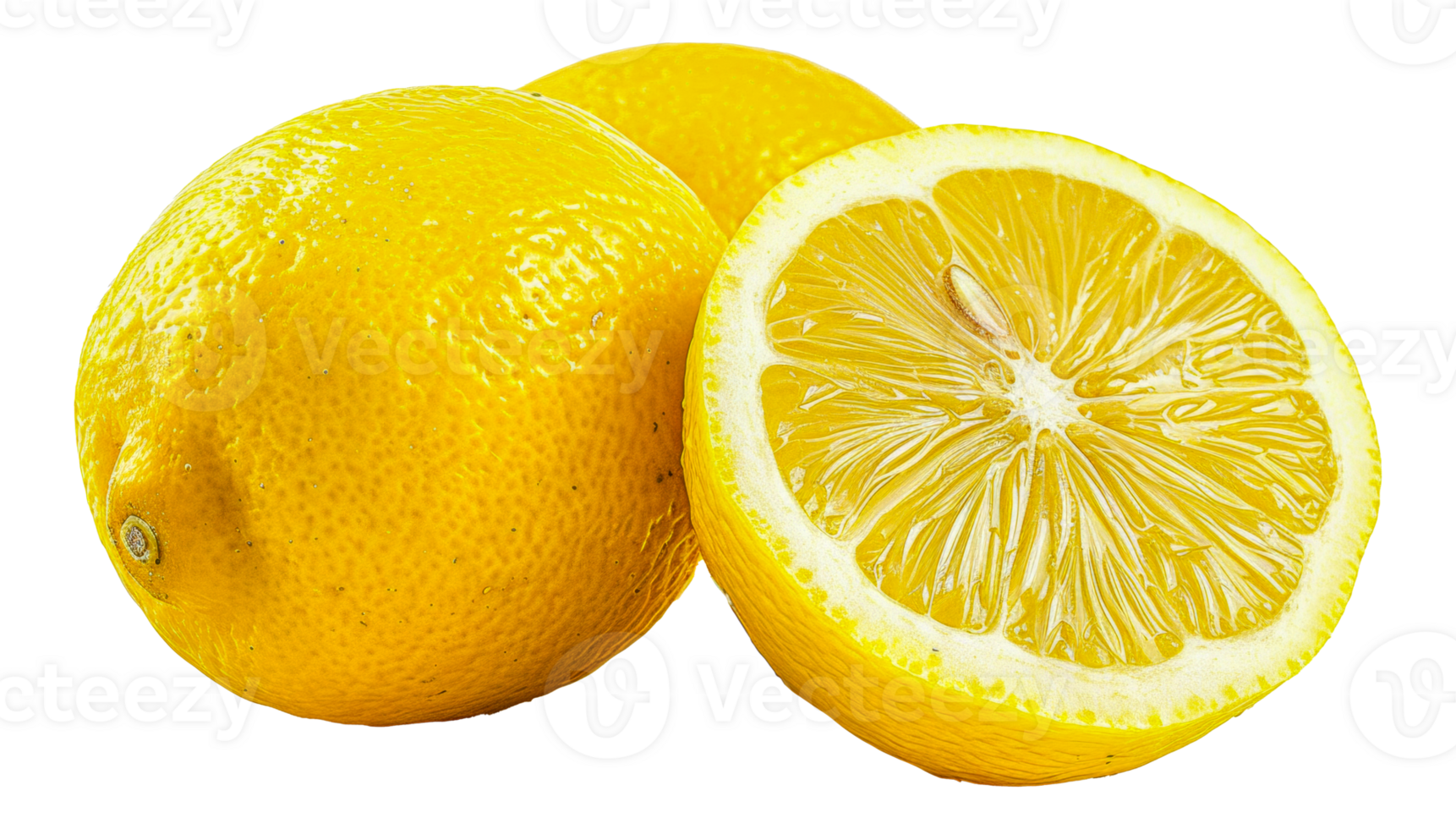 A lemon is cut in half and the inside is shown - stock .. png