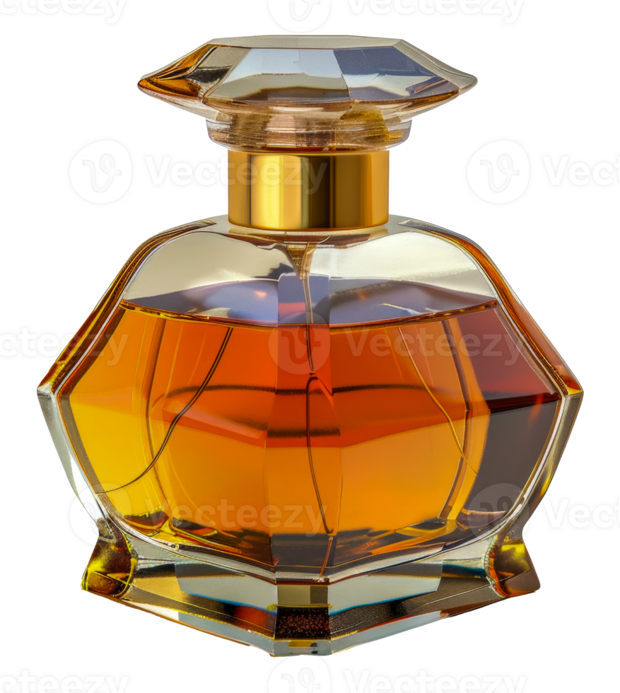 A bottle of perfume with a gold top - stock .. png