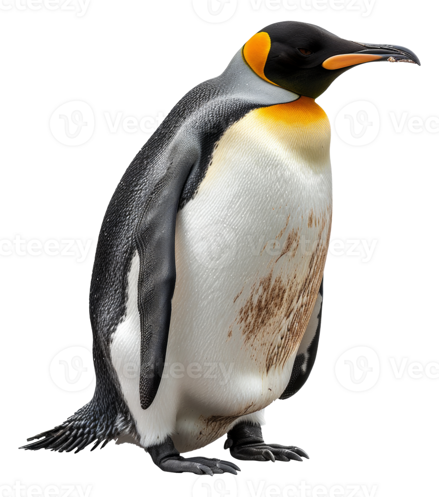 A penguin stands on its hind legs, looking at the camera - stock .. png