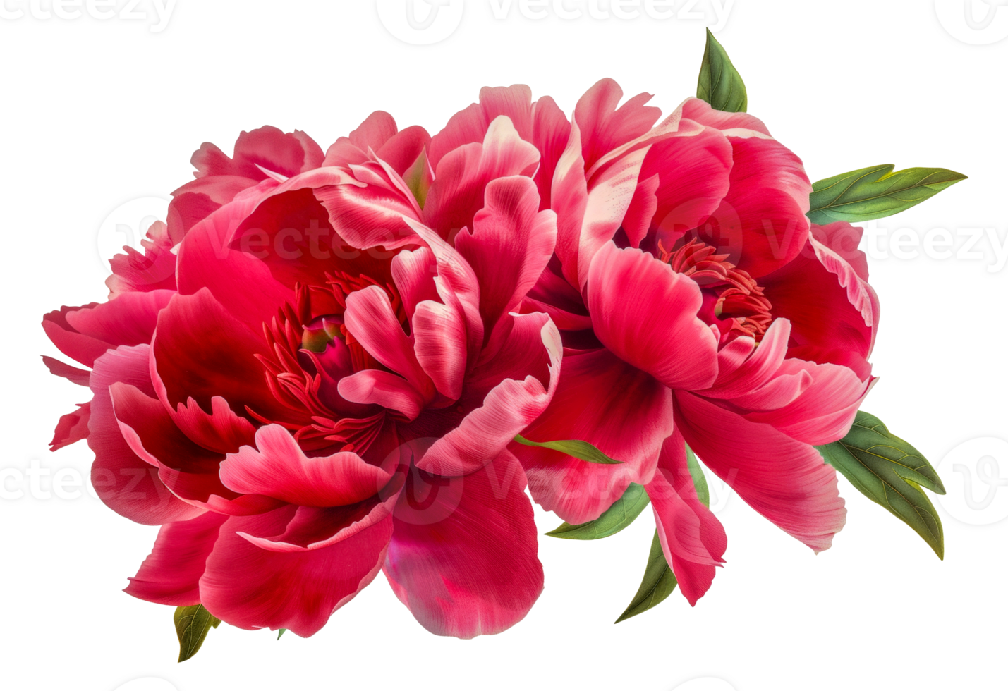Two red peonies are arranged in a bouquet - stock .. png