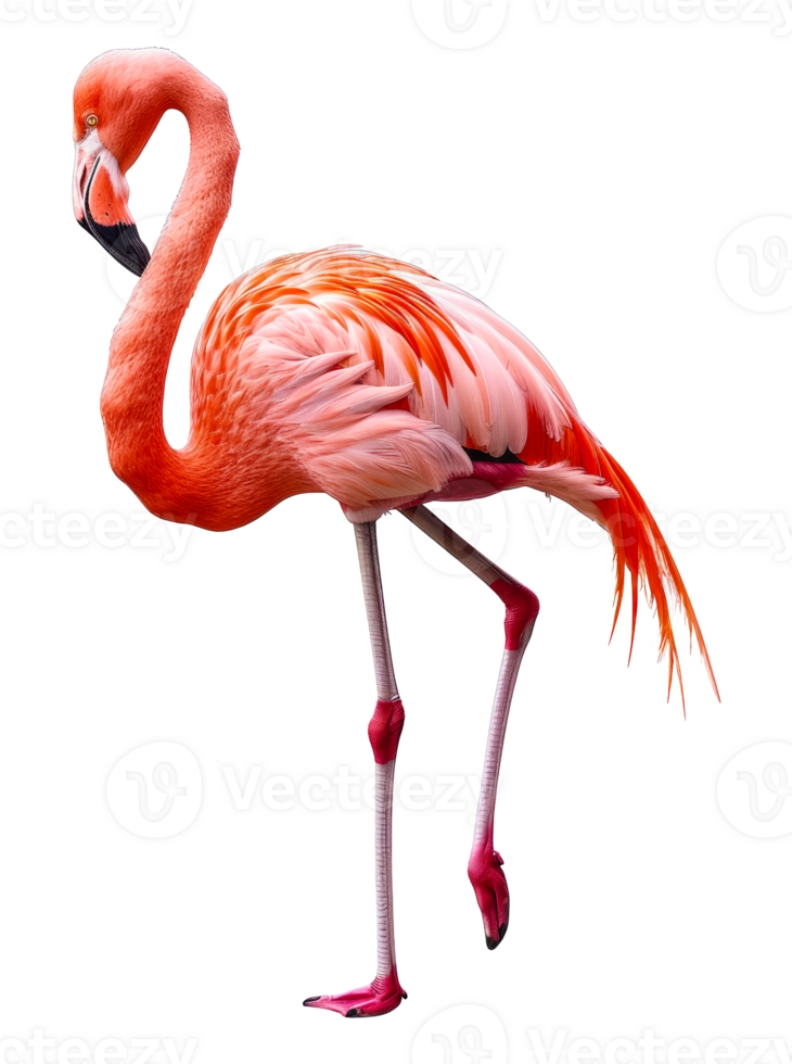 Pink flamingo standing gracefully, cut out - stock .. png