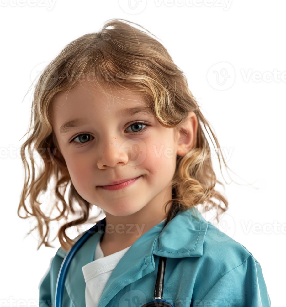 jong meisje glimlachen in medisch scrubs met stethoscoop, besnoeiing uit - voorraad .. png