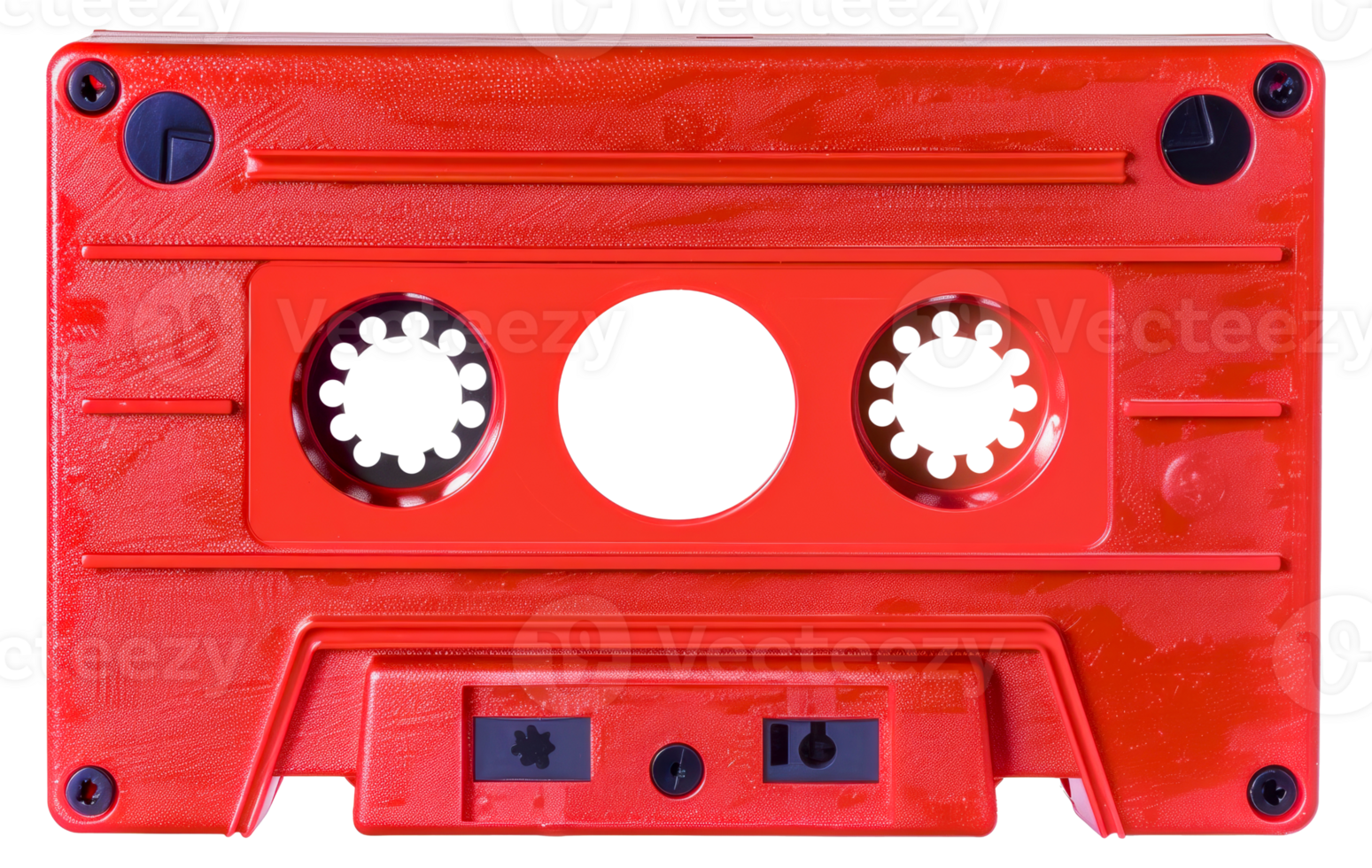 A red cassette tape - stock .. png
